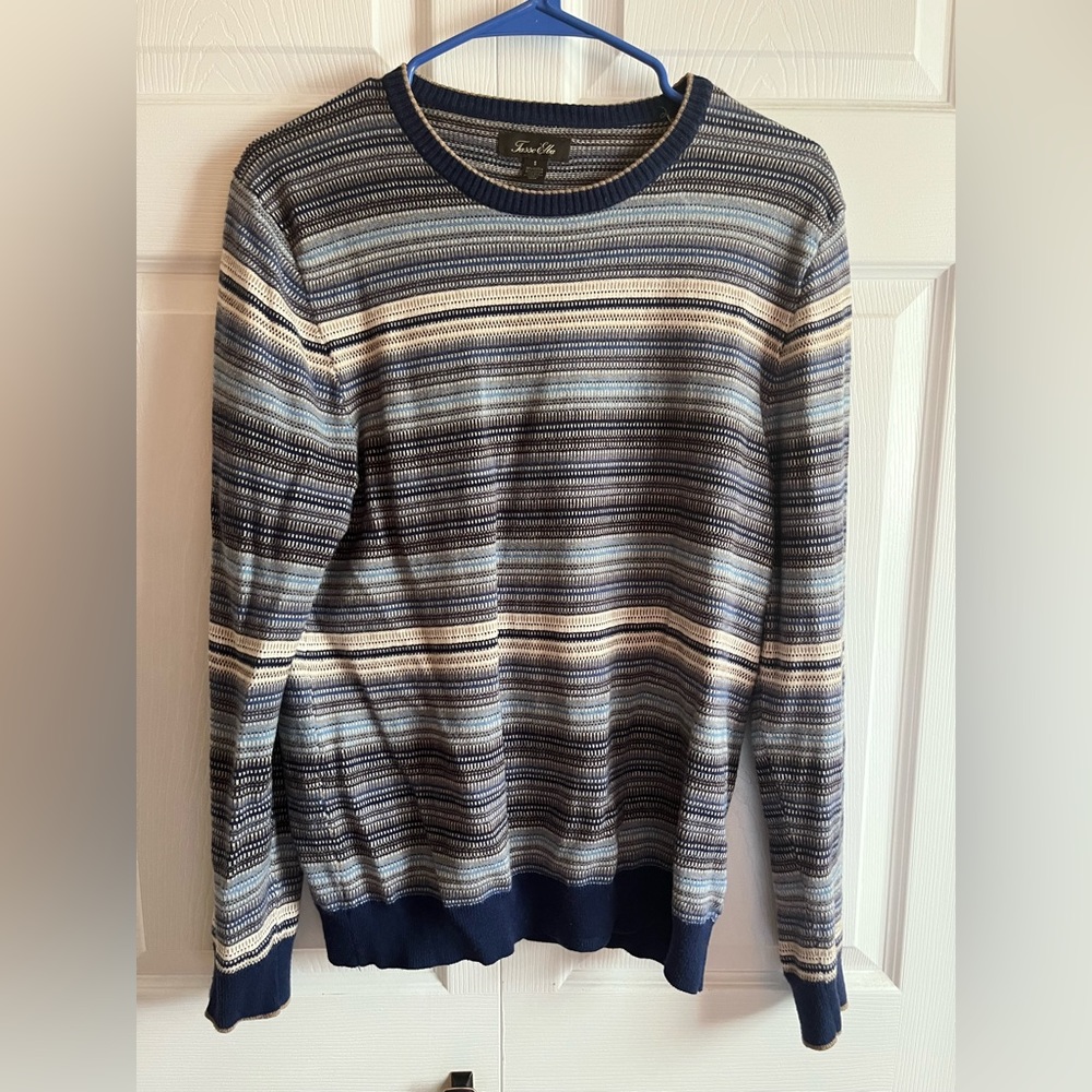Multicolor (Blue, Brown, Black) Tasso Elba Sweater. Size Small.